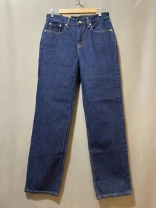 NWT Levi's Low Pro Women Mid-Rise Straight Leg Jeans Size W27 L30 Blue Striped - Picture 1 of 17
