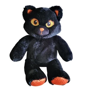 Build-A-Bear schwarze Katze Plüsch Halloween Spielzeug mit orangefarbenen Details & bestickter Pfote - Bild 1 von 10