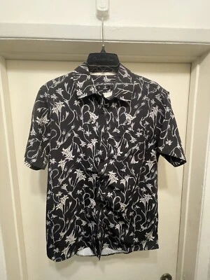 Just Attitude Japanese Inspired Button Up Pocket Shirt Mens Medium Black Floral - Image 1 of 4