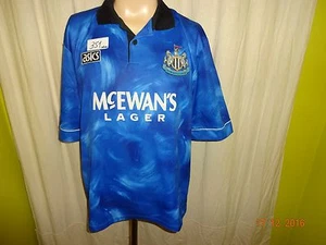 Newcastle United asics Auswärts Trikot 1993-1995 "McEWAN´S LAGER" + Nr.3 Gr.XL - Picture 1 of 4