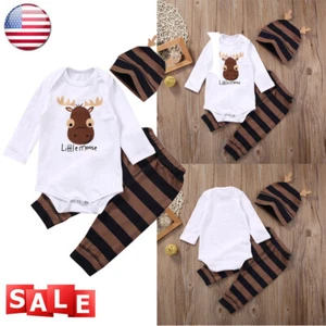 Newborn Baby Boy Matching Clothes Little Moose Tops Romper Pants Clothes Outfit - Picture 1 of 9