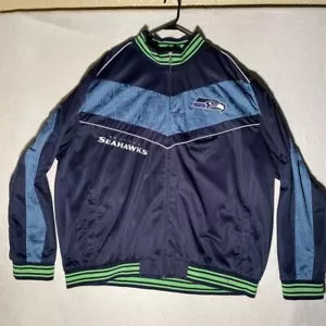Seattle Seahawks Men's 4XL Nylon Bomber jacket Blue Full-Zip NFL Sports - Picture 1 of 16