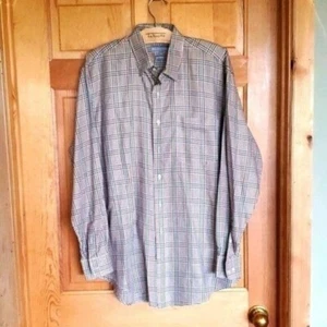 Camisa Hickey Freeman Tejida en Italia Teniente Marrón a Cuadros Bolsillo Abotonada Talla L - Imagen 1 de 10