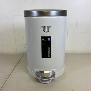 Simplehuman 6 Liter 1.6 Gallon Semi-Round Bathroom Step Trash Can White Steel
