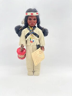 Vintage Carlson Doll Comanche Chief Native American Doll With Drum & Tag 7" - Image 1 of 4