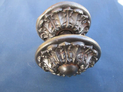 Poignée ronde D. 7,8 et rosace 8,6 cm ancien fonte Porte entrée carré 6 - Photo 1/4