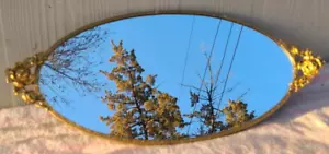 Vintage 24K Gold Plated Vanity Oval Tray Perfume Mirror 17.75" x 8" - Picture 1 of 10