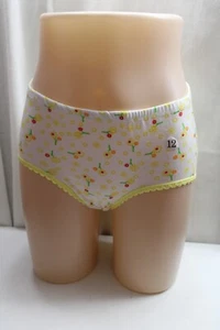White Yellow Lace Floral 100% Cotton Schoolgirl Panty Brief Girl10/12WomS #3 - Picture 1 of 9