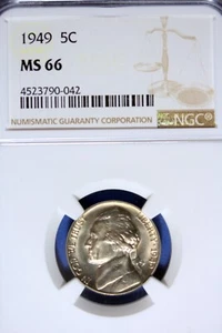 1949 - NGC MS66 JEFFERSON NICKEL!!  #B49393 - Picture 1 of 2