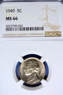 1949 - NGC MS66 JEFFERSON NICKEL!!  #B49393 - Image 1 of 2