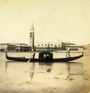 Italy Venice Venise Gondola Grand Canal Old Stereoview Photo 1865 - Bild 1 von 3