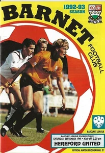 Football Programme>BARNET v HEREFORD UNITED Sept 1992 - Picture 1 of 1