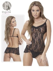 Cottelli Minikleid + String Party Cocktail Nacht Kleid Transparent Spitze in L - Bild 1 von 1