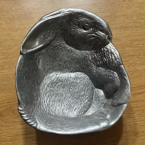 WILTON RWP Pewter Metal Bunny Rabbit Nut Trinket Easter Candy 6" Bowl - Picture 1 of 6