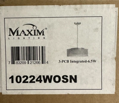 Maxim Lighting Model 10224WOSN Prime 16" LED Pendant Satin Nickel New Open Box - Image 1 of 4