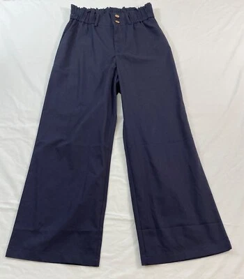 pantalón mujer talla grande cintura alta elástico cintura cremallera botones mezcla lino Foto 1 de 4