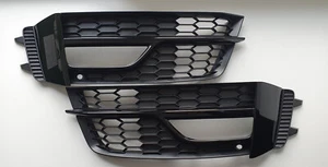 Audi A4 S4 13-16 S-Line New Genuine Bumper Fog Light Grill Satin Black Pair - Bild 1 von 7