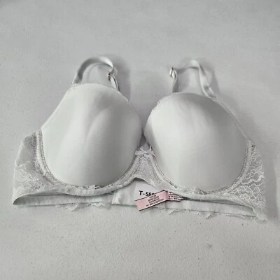 Sutiã feminino Victoria Secret 34DD branco faixa de renda forrado Demi Dream Angels - Imagem 1 de 4