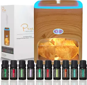 Himalayan Pink Salt Diffuser & 10 Essential Oils – 2-In-1 Therapeutic Device - A - Picture 1 of 12