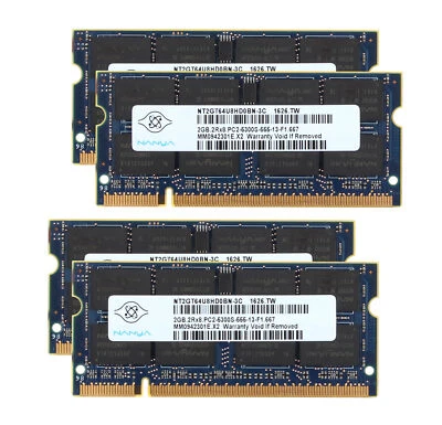 Lot Nanya 2GB  4GB 8GB 20 GB 2RX8 PC2-5300S DDR2 667Mhz Laptop Memory SODIMM RAM - Image 1 of 4