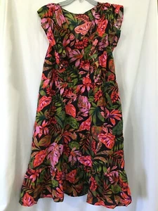 Terra & Sky Women's Plus Size Flutter Sleeve Dress Tropical Black U pick New - Picture 1 of 4