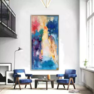 Gran Azul Abstracto Pintura Pared Arte Lienzo Pintura Arte Abstracto Pared - Imagen 1 de 5