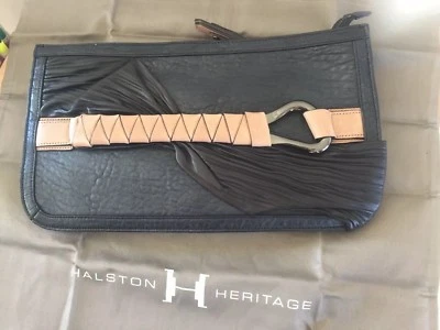 Bolso sin asas ejecutivo Halston Heritage negro cuero italiano nuevo con etiquetas  Foto 1 de 4