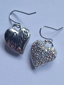 Guess Heart Dangle Earrings with crystals - Picture 1 of 4