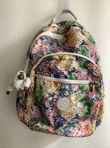 Kipling Backpack Nylon Laptop School Travel BP3447-415 GARDEN PARTY  Euc - Picture 1 of 12
