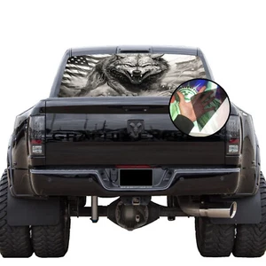 Truck Back Window Graphics Wolf American Flag (P564) See Through Rear Decal - Picture 1 of 5