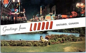 Grüße aus LONDON, Ontario, Kanada Mehrfachansicht Nachtansicht um 1963 - Postkarte - Bild 1 von 2