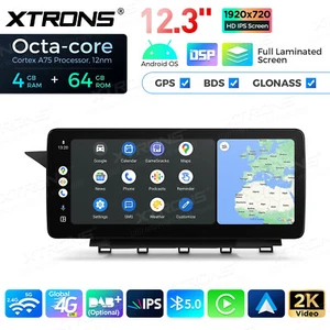 12.3" CarPlay Android 14 Octa-Core 4+64GB Car Stereo GPS For Benz GLK-Class X204 - Picture 1 of 16