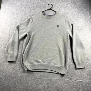 Chaps Mens Jumper Large Grey Knit Long Sleeve Crew Neck Pullover Sweater Casual - Picture 1 of 9