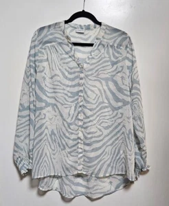Together Blouson Sleeve Dip Hem Printed Chiffon Blouse, Blue Multi, New, Sz 10 - Foto 1 di 5