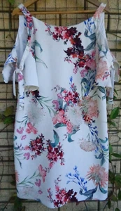 VERONIKA MAINE Floral Cold Shoulder Shift Style Short Dress Size 14 - Picture 1 of 4