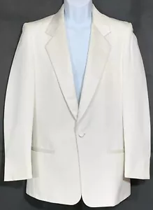 Pierre Cardin Size 40XL Etoile White Striped Tuxedo Jacket Notched Satin Lapels - Picture 1 of 12