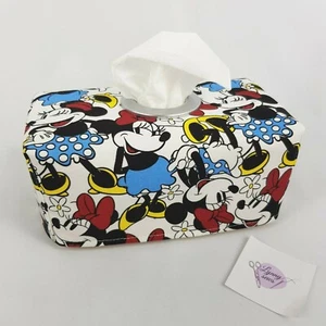 Tissue Box Cover Handmade Minnie Mouse Disney Print Silver Circle Opening - Bild 1 von 10