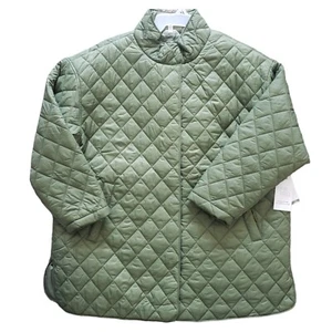 NWT Womens Quilted Puffer Barn Coat Jacket Plus Size 1X 16W-18W Green Time & Tru - Picture 1 of 5