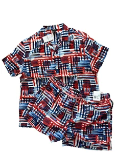 Forever 21 Swim Mens USA Flag Swim Trunks & Matching Shirt Set sz XXL NWT - Picture 1 of 12