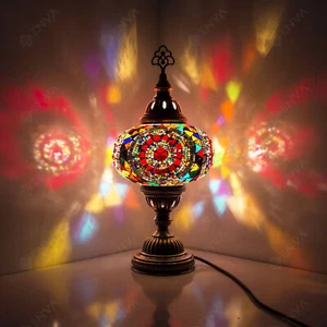 Türkisch Marokkanische Lampe Bunt Glas Mosaik Handarbeit Tischleuchte KOSTENLOSE LED GLÜHBIRNE - Bild 1 von 82