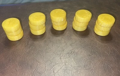 15 Vintage 1.5” Backgammon Crisloid “white” Butterscotch Bakelite Checkers - Image 1 of 4