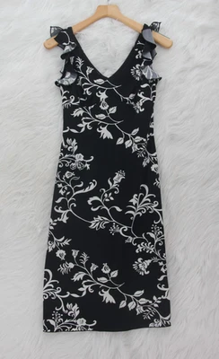 Vestido sin Mangas Floral Vintage La Belle Manga Gorra Volantes Midi Elástico Años 90 y2k #886 Foto 1 de 4