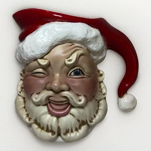 VINTAGE Santa Claus Pitcher Winking Face Hand Painted 7” - Picture 1 of 12