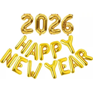 HAPPY NEW YEAR FOIL BALLOONS NEW YEAR HANGING BANER EVE PARTY DECORATION BALLONS - Picture 1 of 49