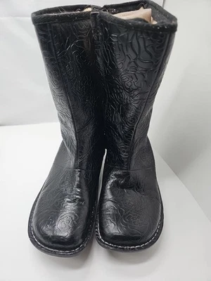 Alegria Women's Winter Black Calf Wedge Silver Stitch Black Rose Boots 7.5 Lined - Image 1 of 4