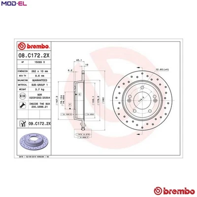 2x BRAKE DISC 08.C172.2X FOR HYUNDAI FLUIDIC/ELANTRA VELOSTER KONA CRETA/SUV - Image 1 of 4