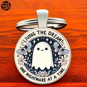 Lindo Llavero Fantasma Viviendo El Sueño Hecho a Mano Moda Hecho a Mano Regalo - Imagen 1 de 2