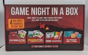 GAME NIGHT IN A BOX Paquete EXPLODING KITTENS 4 Juegos de Cartas de Estrategia Sellados - Imagen 1 de 3