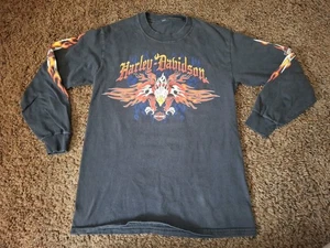 Vintage 1999 Harley Davidson Long Sleeve Flames Eagle Small? Ohne Etikett Kanada  - Bild 1 von 9