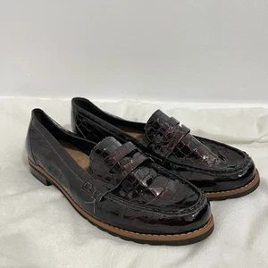 Walking Cradles Winnie 2 Patent Leather Loafers Size 12 WW Brown Crocodile Shoe - Picture 1 of 9